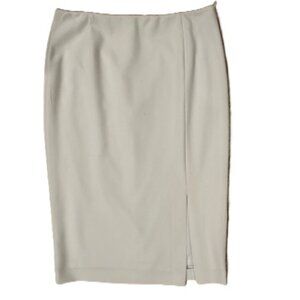 Tahari ASL Cream Colored Skirt with Side Slit - Size 4